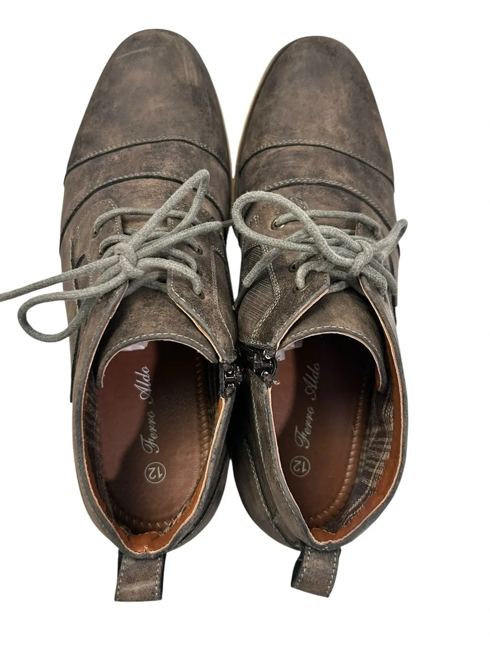 Ferro Aldo Men's Brown Gray‎ Tone Cap Toe Lace-Up Casual Dress Chukka Boots 12